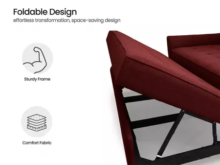 Zenith Sofa Cum Bed in Rustic Ruby